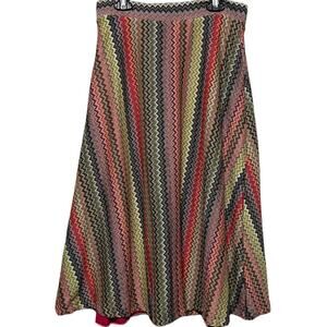 Maeve Arely Chevron Knit Crochet Midi Skirt